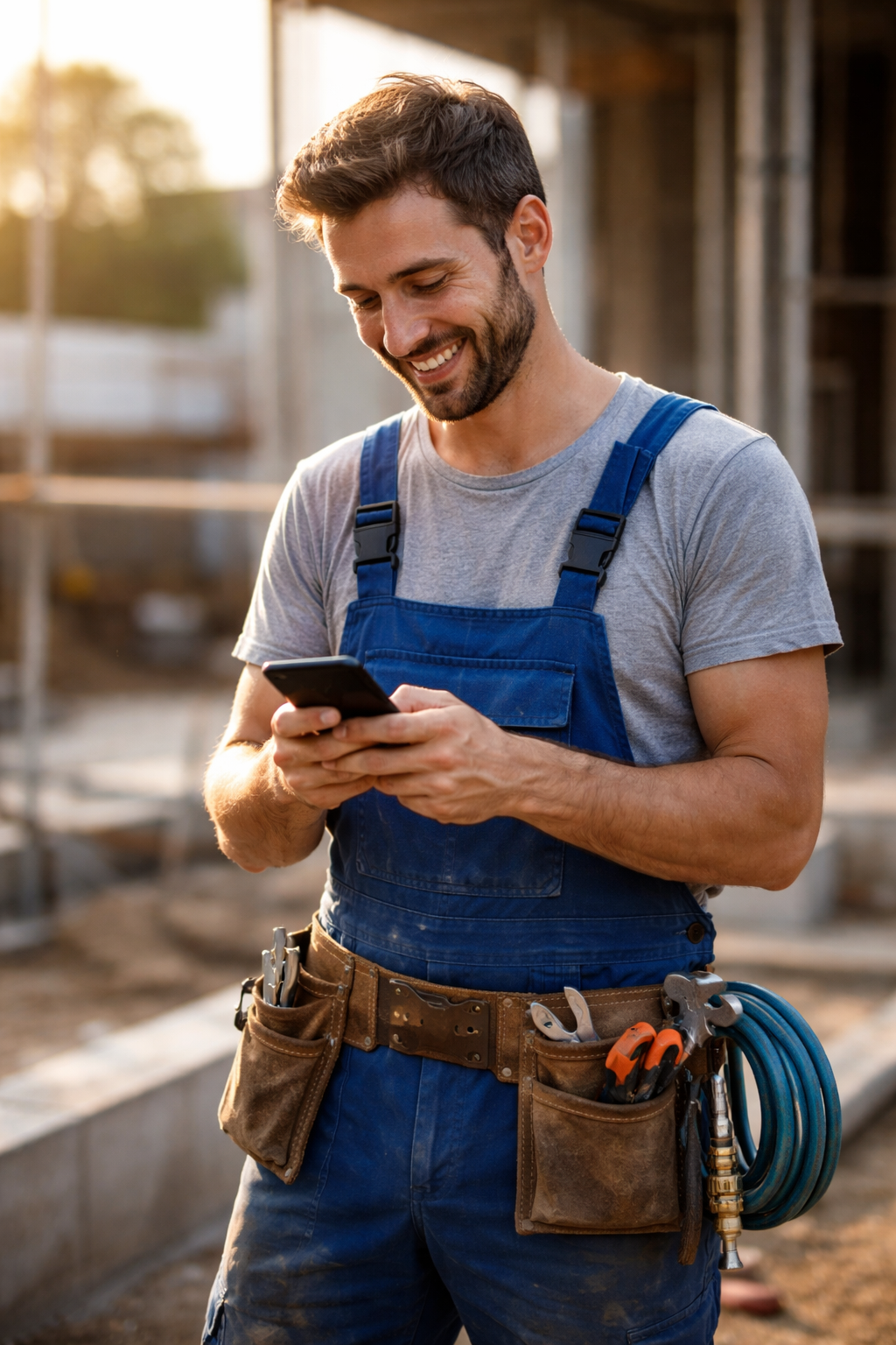 Artisan utilisant RB Solution sur son téléphone